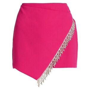 NWT Amanda Uprichard Dante Crystal Fringe Skort Hot Pink XS